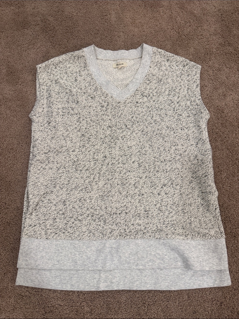 Madewell Gray Speckled V-Neck Sweater Vest